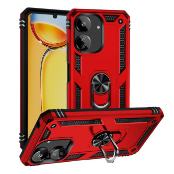 Σκληρή Θήκη Πλάτης Armor με Βάση Στήριξης για Xiaomi Redmi 13C / Poco C65 - Χρώμα: Κόκκινο