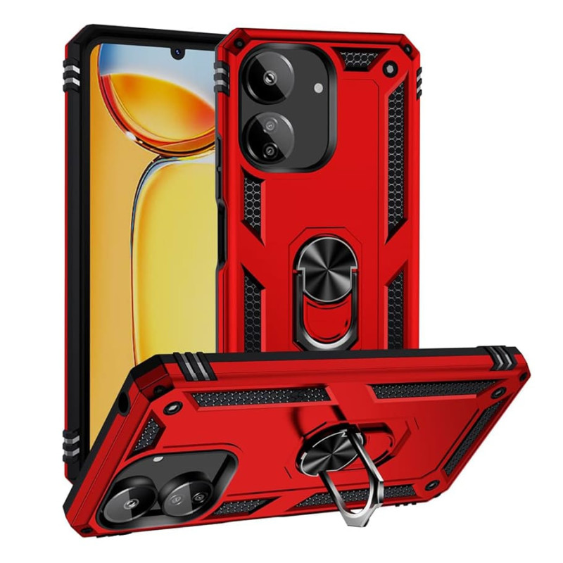 Σκληρή Θήκη Πλάτης Armor με Βάση Στήριξης για Xiaomi Redmi 13C / Poco C65 - Χρώμα: Κόκκινο