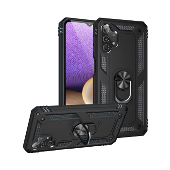 Σκληρή Θήκη Πλάτης Motomo με Δαχτυλίδι για Samsung Galaxy A32 4G - Χρώμα: Μαύρο