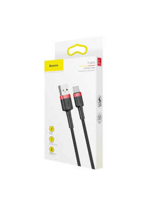 Baseus Cafule Braided USB 2.0 Καλώδιο USB-C Male - USB-A  Male (CATKLF-A91) 0.5m - Χρώμα: Μαύρο