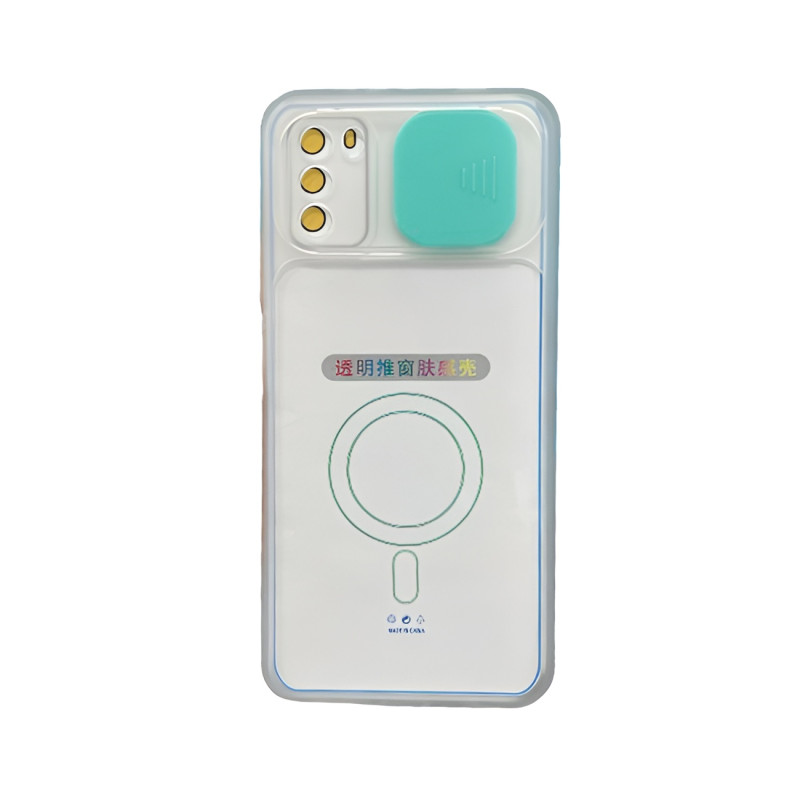 Θήκη Πλάτης Σιλικόνης με Προστασία Κάμερας για Xiaomi Redmi Note 10 4G / Poco M3 - Χρώμα: Διάφανο/Τιρκουάζ