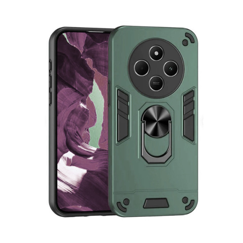 Σκληρή Θήκη Πλάτης Armor με Βάση Στήριξης για Xiaomi Redmi 14C - Χρώμα: Σκούρο Πράσινο