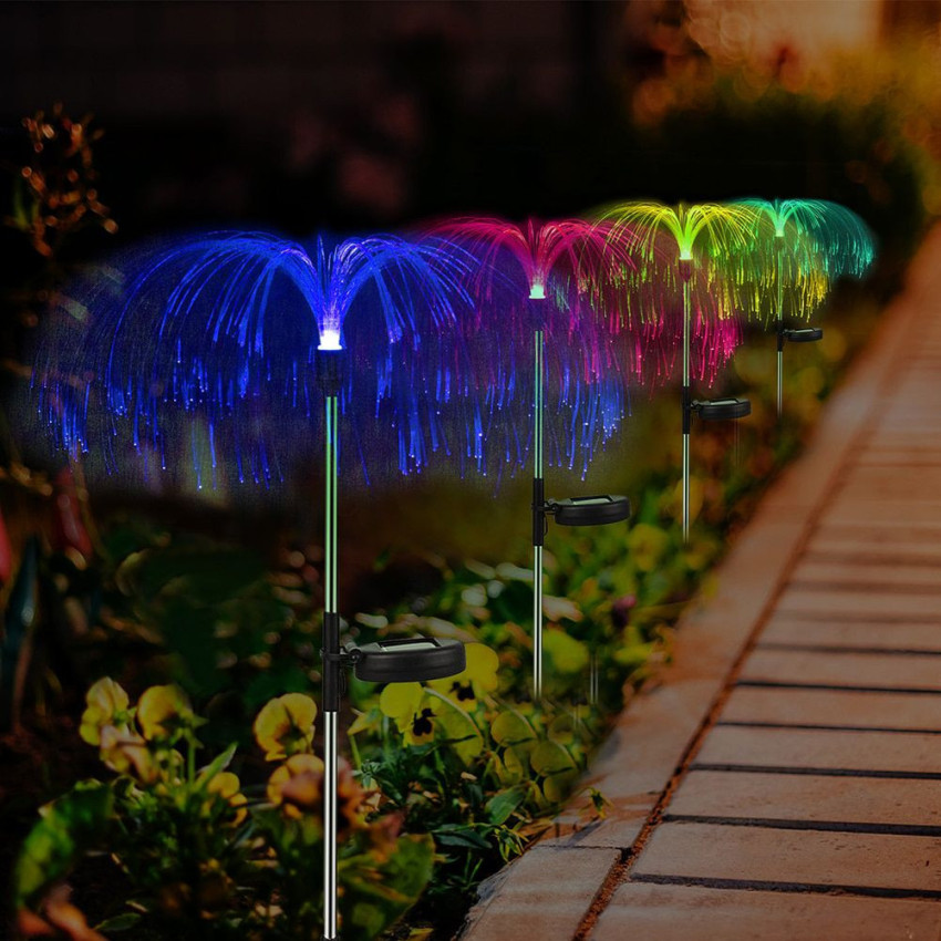 Set of 2x Garden Solar Light Fiber Optic Lights Jellyfish Colour Changing B03WFSAXMN