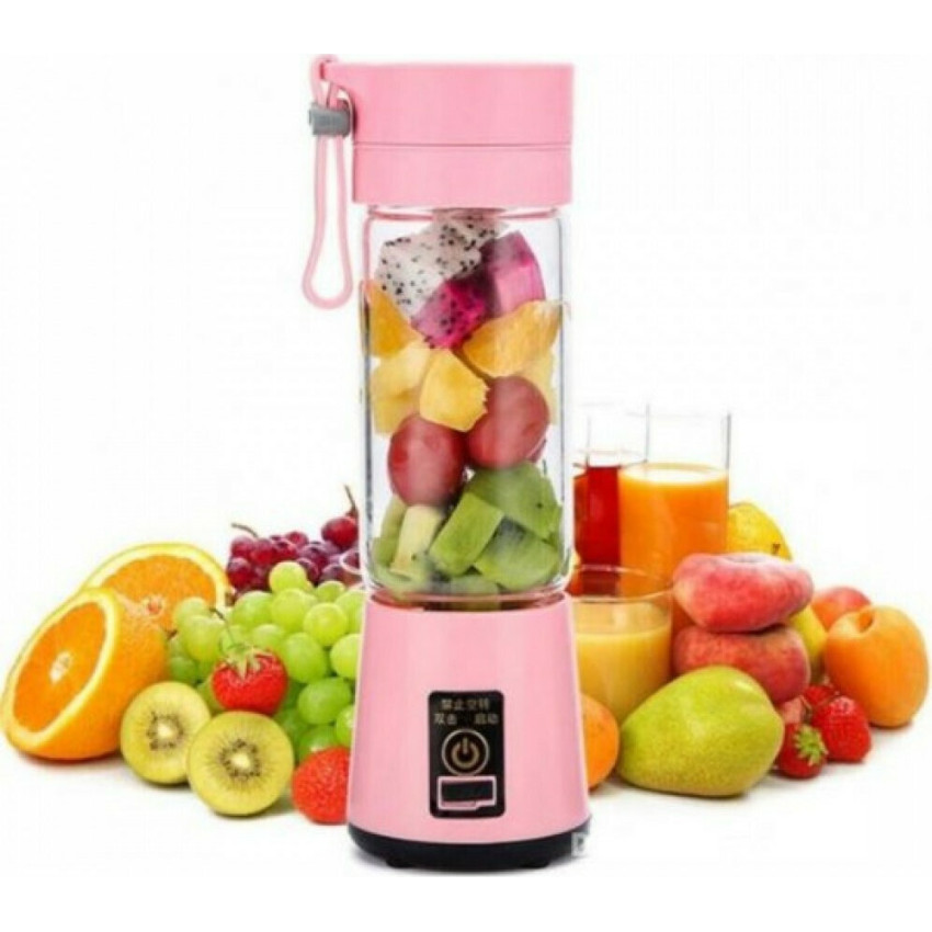 HM-03 Mini Μπλέντερ για Smoothies με Κανάτα 380ml & Ισχύ 380Watt Ροζ