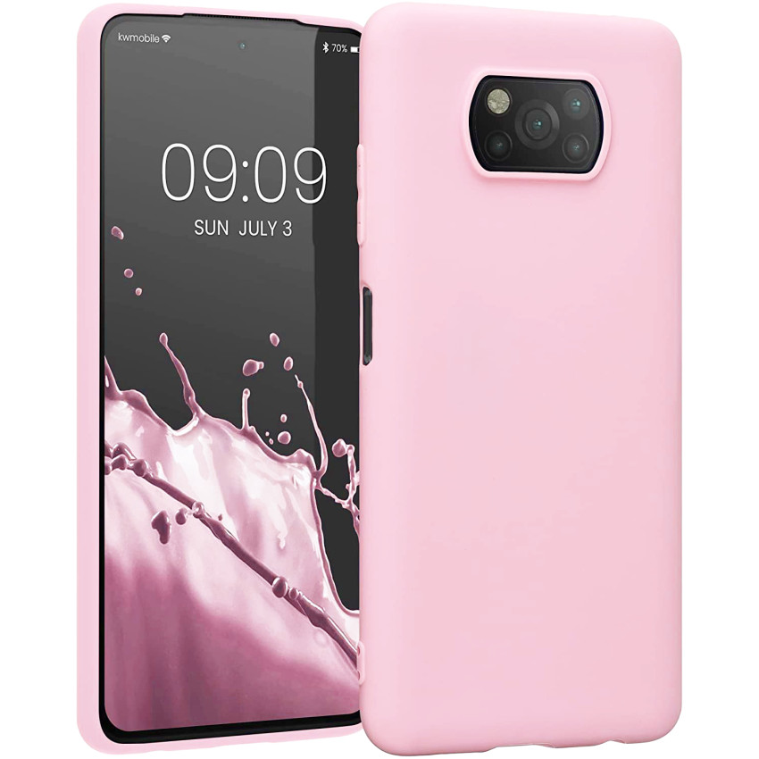 Θήκη Πλάτης Σιλικόνης Απλή για Xiaomi Poco X3 - Χρώμα: Απαλό Ρόζ