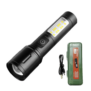 Επαναφορτιζόμενος Μίνι Φακός LED 15W – COB Flashlight με USB - Χρώμα: Μαύρο Επαναφορτιζόμενος Μίνι Φακός LED 15W – COB Flashlight με USB - Χρώμα: Μαύρο