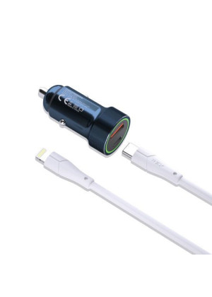 PZX C916 Φορτιστής για Αυτοκίνητο με 1 Θύρα USB + 1 Θύρα Type-C & Καλώδιο Type-C σε Type-C - Χρώμα: Μπλε