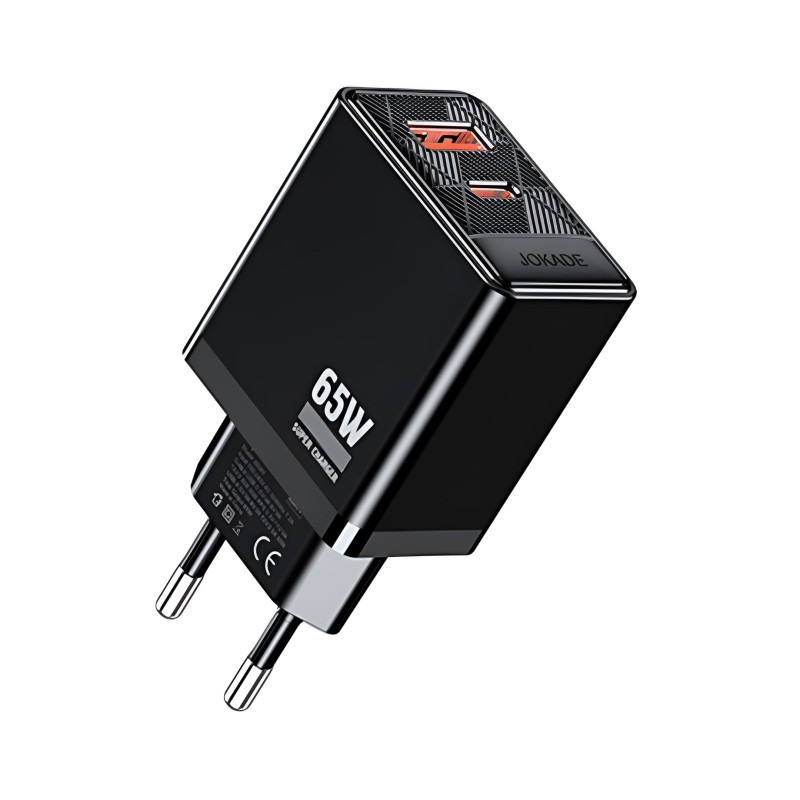 JOKADE JB089 Φορτιστής Χωρίς Καλώδιο με Θύρα USB-A & Θύρα USB-C 65W - Χρώμα: Μαύρο