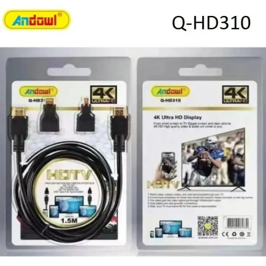 Andowl Q-HD310 Καλώδιο HDMI Male - HDMI Male 1.5m - Χρώμα: Μαύρο