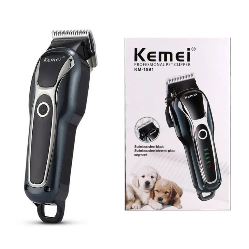 KEMEI KM-1991 Επαναφορτιζόμενη Κουρευτική Μηχανή Σκύλων - Χρώμα: Μαύρο