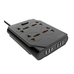 MOXOM KH-63Y Power Strip & Charger with 6 USB Ports 10A - Color: Black