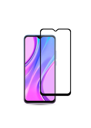 Full Glass Full Glue Tempered Glass for Xiaomi Redmi 9 - Color: Black