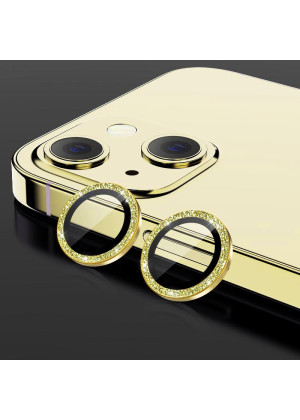 Camera Tempered Glass Glitter for iPhone 14 / 14 Plus - Color: Gold