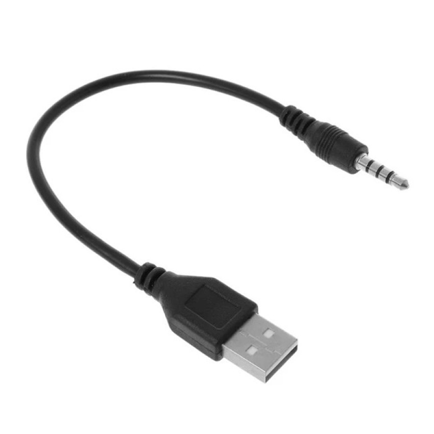 Καλώδιο USB-A Male σε 3.5mm Jack Male 19.5cm - Χρώμα: Μαύρο