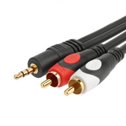 Cable 3.5mm Male - 2x RCA Male 1.5m - Color: Black