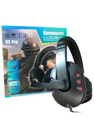 Konigsaigg K3 Pro Gaming Ακουστικά Υπολογιστή / PC Gaming Headset - Χρώμα: Μαύρο-Κόκκινο