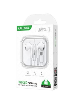 KAKUSIGA Ενσύρματα Ακουστικά με Υποδοχή Type-C & Ενσωματωμένο Μικρόφωνο Άσπρο