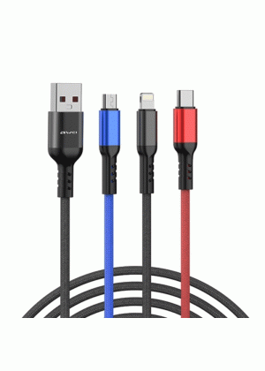 AWEI CL-971 Καλώδιο Φόρτισης & Μεταφοράς Δεδομένων USB-A σε Micro USB / Type-C / Lightning 2.4A 1.2m - Χρώμα: Μαύρο