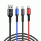 AWEI CL-971 Καλώδιο Φόρτισης & Μεταφοράς Δεδομένων USB-A σε Micro USB / Type-C / Lightning 2.4A 1.2m - Χρώμα: Μαύρο