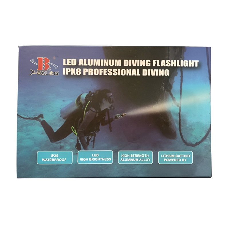 X-Balog BL-8768-T6 Επαναφορτιζόμενος Φακός LED Κατάδυσης με Φωτεινότητα 800lm για Βάθος έως 100m - Χρώμα: Μαύρο X-Balog BL-8768-T6 Επαναφορτιζόμενος Φακός LED Κατάδυσης με Φωτεινότητα 800lm για Βάθος έως 100m - Χρώμα: Μαύρο