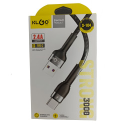KLGO S-104 USB-A to Type-C Charging & Data Transfer Cable 3m - Color: Black