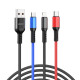 Awei CL-971 Καλώδιο Φόρτισης 3in1 με Υποδοχές Type-C / Lightning / Micro USB 1.2m - Χρώμα: Μαύρο