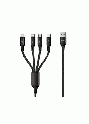 AWEI CL-129 Καλώδιο 4 IN 1 Πολυφόρτισης USB Το Lightning / Type-C / Micro USB 1.5m Χρώμα: Μαύρο
