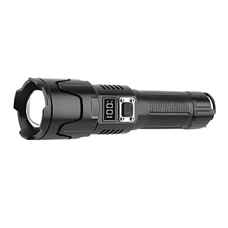 Ισχυρός Επαναφορτιζόμενος Φακός LED με Zoom & 3 Λειτουργίες Φωτός – Multifunctional Tactical Zoom Flashlight GHK-Q9002 - Χρώμα: Μαύρο