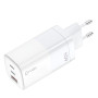 TUQIN QE30-C&I 60W GAN Φορτιστής Γρήγορης Φόρτισης με 2xΘύρες USB-C & 1x Θύρα USB-A με Καλώδιο Type-C σε Lightning 1m - Χρώμα: Λευκό