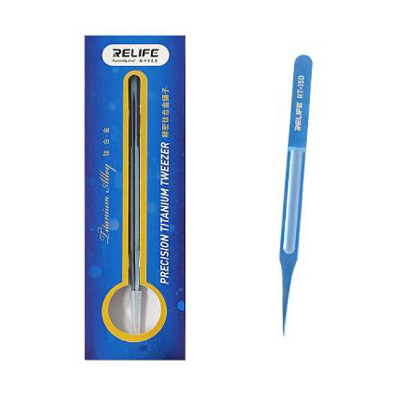 RELIFE RT-15D Titanium Alloy Tweezer with Curved Tip (140mm)