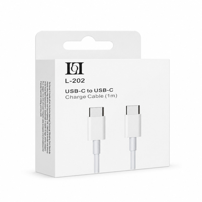 LOL L-202 Καλώδιο Φόρτισης & Μεταφοράς Δεδομένων USB-C σε USB-C (1m) - Χρώμα: Λευκό