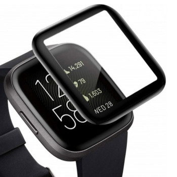 Full Cover Full Glue Τζαμάκι Προστασίας Οθόνης Ρολογίου για Fitbit Versa 3 40mm - Χρώμα: Μαύρο