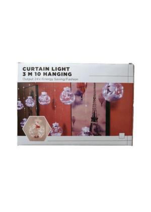 10 Χριστουγεννιάτικες Μπάλες RGB Διάφανες - Curtain Light 10 Hangings 3m