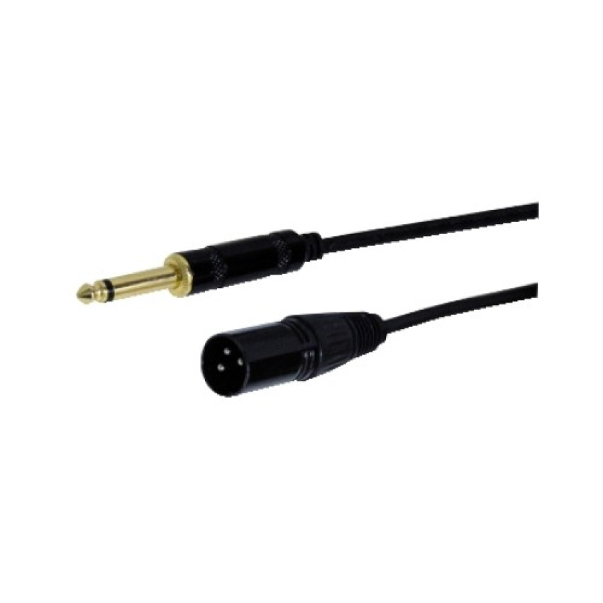 Καλώδιο Μικροφώνου 6.3mm Jack Male σε XLR Male 3m - Χρώμα: Μαύρο