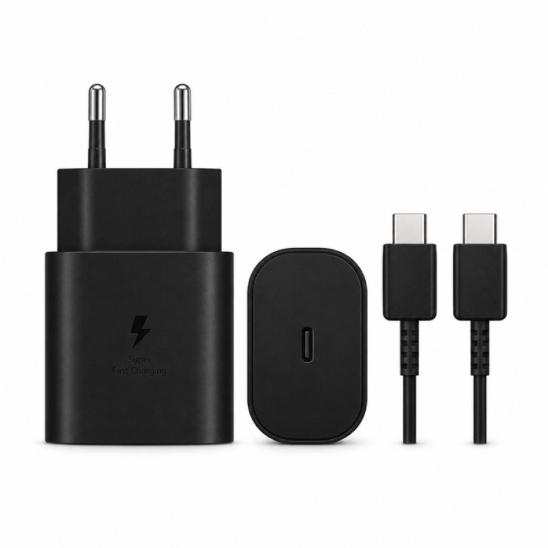 GERLAX A12 45W PD Φορτιστής Γρήγορης Φόρτισης με 1x Θύρα USB-C & Καλώδιο Type-C σε Type-C (5A) - Χρώμα: Μαύρο