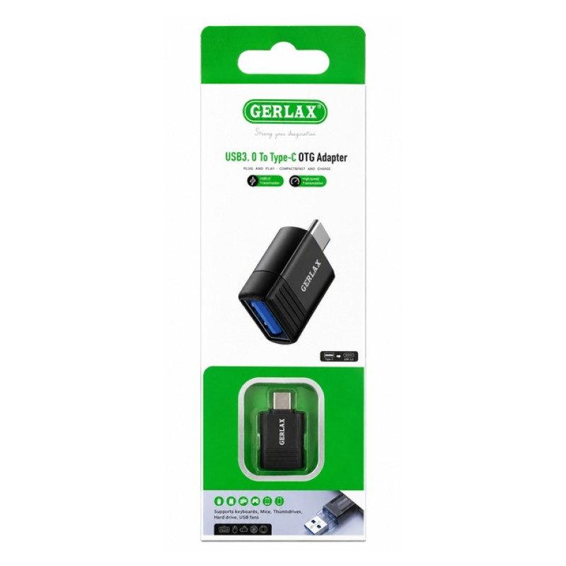 GERLAX GX-08 Αντάπτορας OTG USB Female σε Type C Male - Χρώμα: Μαύρο