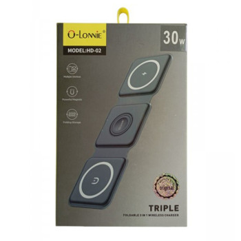 O-Lonnie HD-02 Επιτραπέζια Αναδιπλούμενη Βάση Ασύρματης Φόρτισης 3-σε-1 15W Φόρτιση - Χρώμα: Μαύρο
