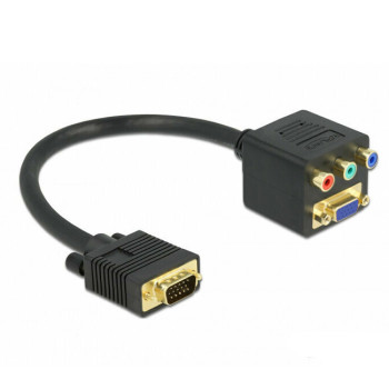 Καλώδιο Μετατροπέας VGA Male σε VGA + 3x RCA Female 10cm 99006 - Χρώμα: Μαύρο