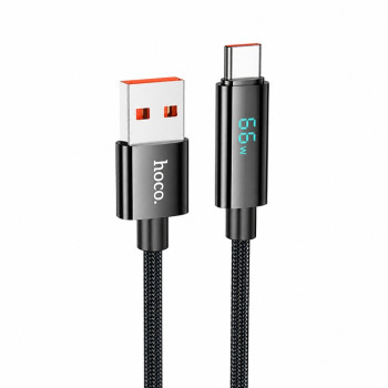 Hoco U125 Καλώδιο USB-A σε Type-C με Ψηφιακή Οθόνη LED 66W 5A 1.2m - Χρώμα: Μαύρο