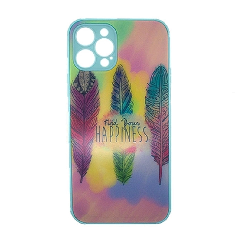 Θήκη Πλάτης Πλαστική με Σχέδια για Apple iPhone 13 Pro Max - Χρώμα: Γαλάζιο με Φτέρα
