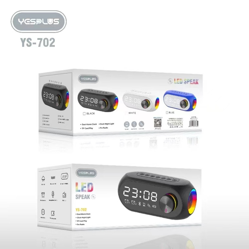 YESPLUS YS-702 Ηχείο Bluetooth & Ψηφιακό Ξυπνητήρι - Χρώμα: Λευκό