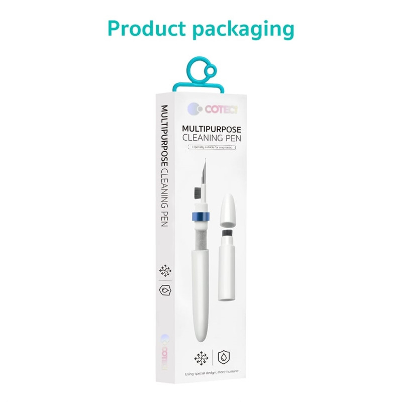 COTECi 75001 Πολυλειτουργικό Pen Καθαρισμού για Headphones/AirPods/Κινητά - Χρώμα: Λευκό