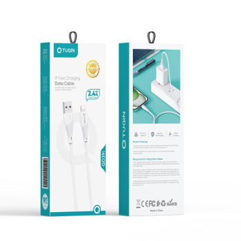 TUQIN QD39i Καλώδιο USB-A σε Lightning 2.4A Γρήγορη Φόρτιση 90cm - Χρώμα: Λευκό