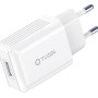 TUQIN QE44 Φορτιστής με Θύρα USB-A & Καλώδιο USB-A σε Type-C Γρήγορης Φόρτισης 1m - Χρώμα: Λευκό