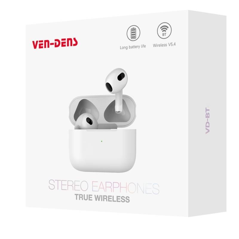 VEN-DENS VD-BT024 Ασύρματα Bluetooth Ακουστικά Stereo Headphones True Wireless - Χρώμα: Λευκά