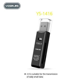 YESPLUS 1416 USB 2.0 SDXC Card Reader Συσκευή Ανάγνωσης Καρτών Μνήμης - Χρώμα: Μαύρο