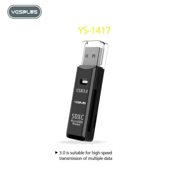 YESPLUS 1417 USB 3.0 SDXC Card Reader Συσκευή Ανάγνωσης Καρτών Μνήμης - Χρώμα: Μαύρο
