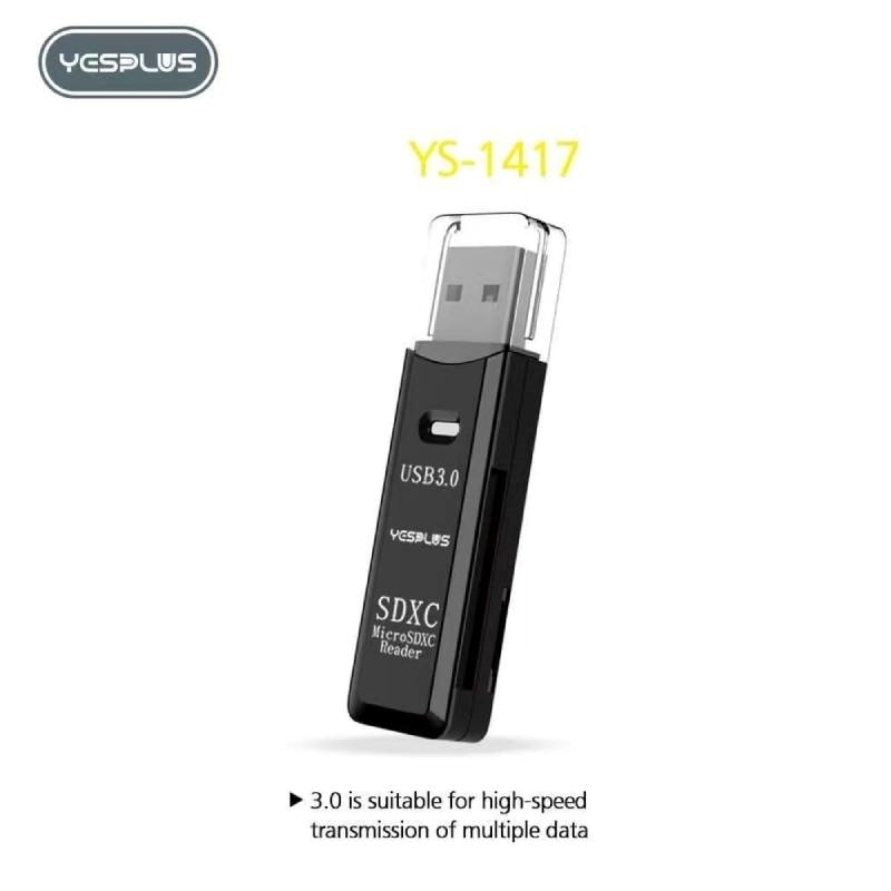 YESPLUS 1417 USB 3.0 SDXC Card Reader Συσκευή Ανάγνωσης Καρτών Μνήμης - Χρώμα: Μαύρο
