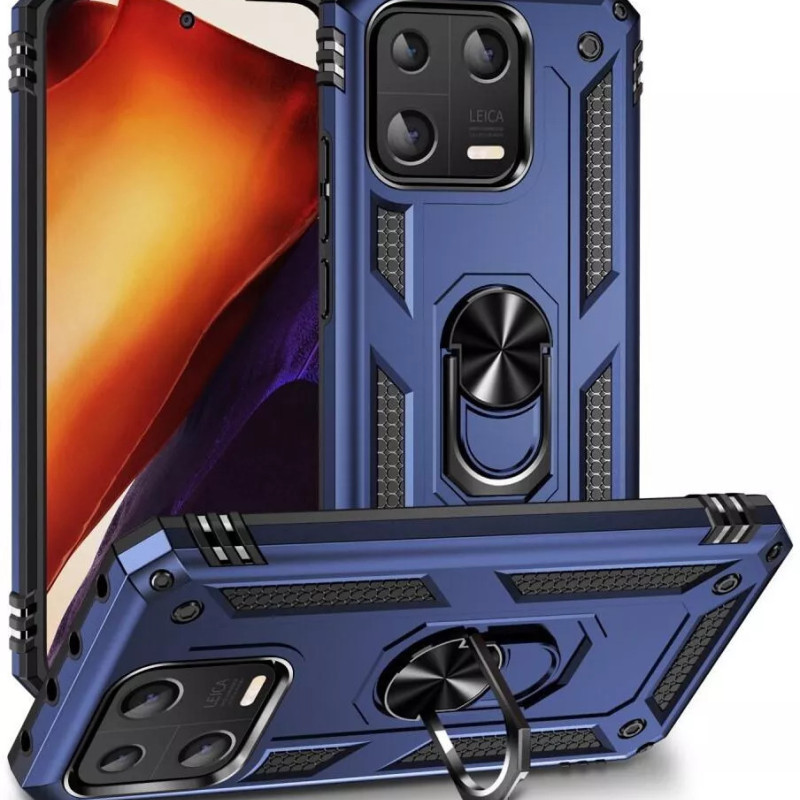 Σκληρή Θήκη Πλάτης με Δαχτυλίδι για Xiaomi Redmi Note 13 5G - Χρώμα: Σκούρο Μπλέ