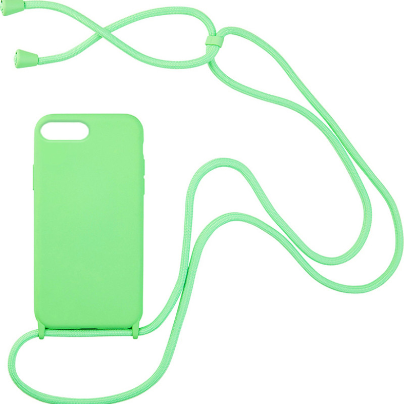Θήκη Σιλικόνης με Λουράκι για iPhone 7 / 8 Plus - Χρώμα: Ανοιχτό Πράσινο